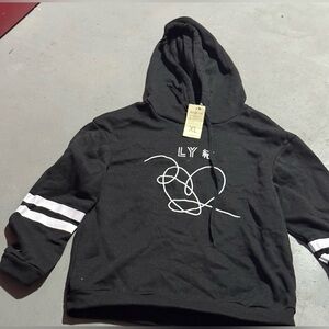 Black Hoodie with White Heart Design